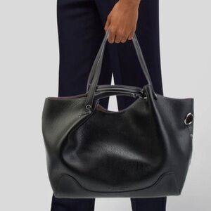 Sondra Roberts Squared Elegant Black Leather Tote Bag